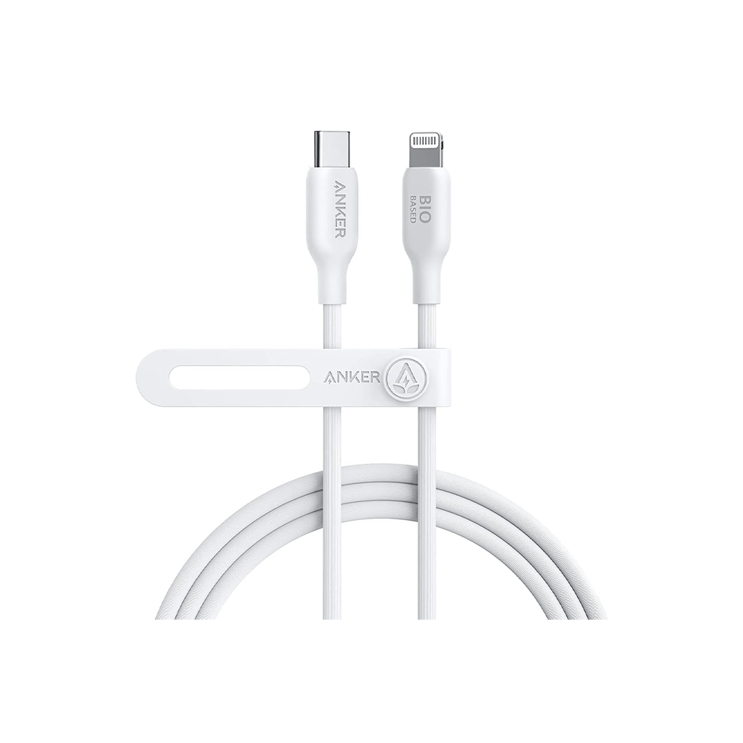 Anker 542 USB-C to Lightning Bio-Based 6ft Cable - White in Qatar Anker 542 USB-C to Lightning Bio-Based 6ft Cable - White in Qatar
